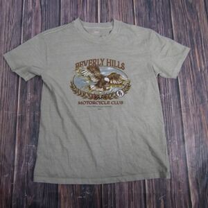 Cotton On Beverly Hills Motorcycle Club Shirt Mens XS Eagle Graphic Olive Tee